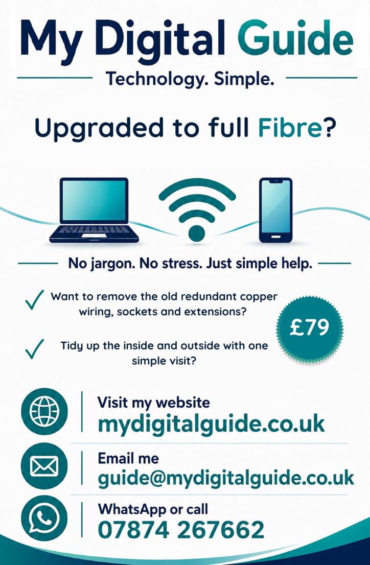Services - Copper Removal - Crewe & South Cheshire My Digital Guide services - Remove Redundant Copper Broadband, Socket(s) and Extension(s) - Friendly Reliable Crewe & South Cheshire